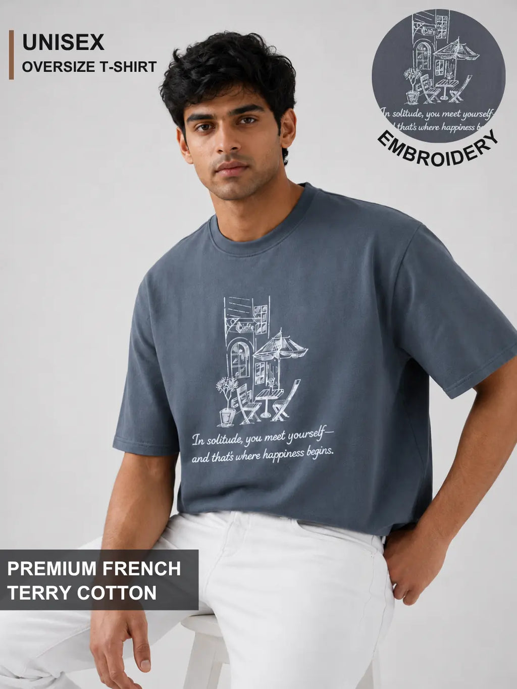 Solitude Café - Happiness Begins - Oversized T-Shirt