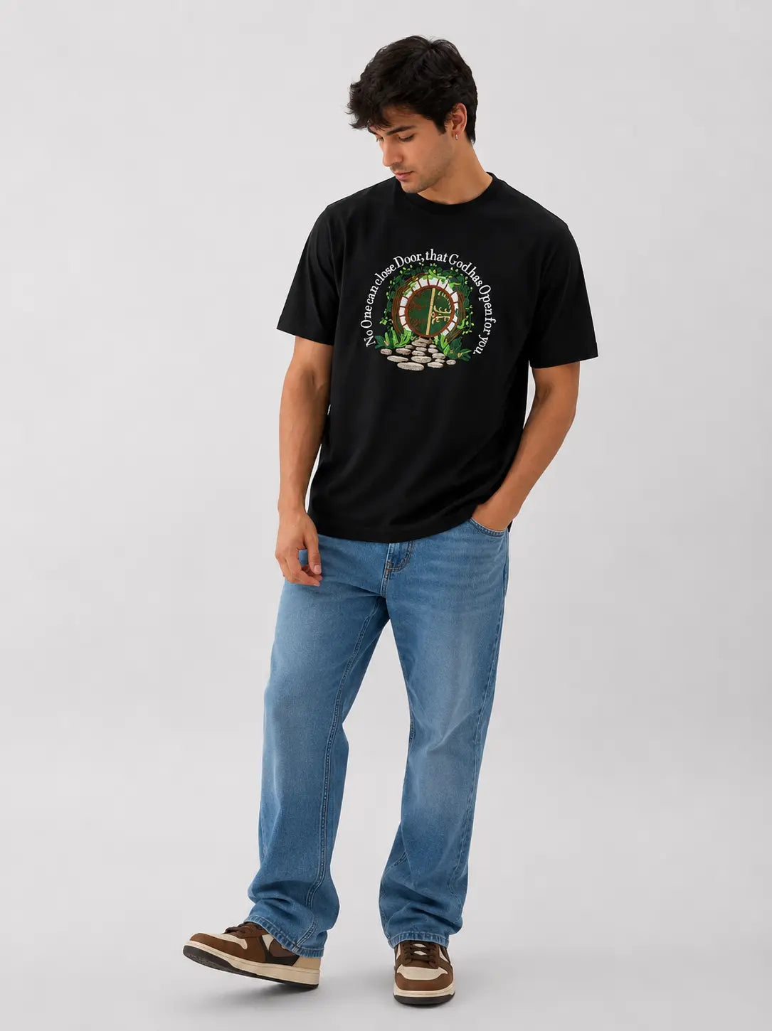 The Faith Door - Embroidered Oversized T-Shirt