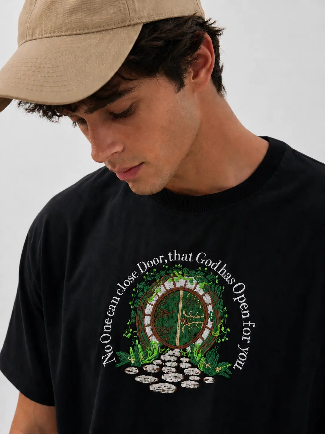 The Faith Door - Embroidered Oversized T-Shirt