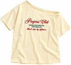 Oversized Boat-neck T-Shirt for woman: Progress Club