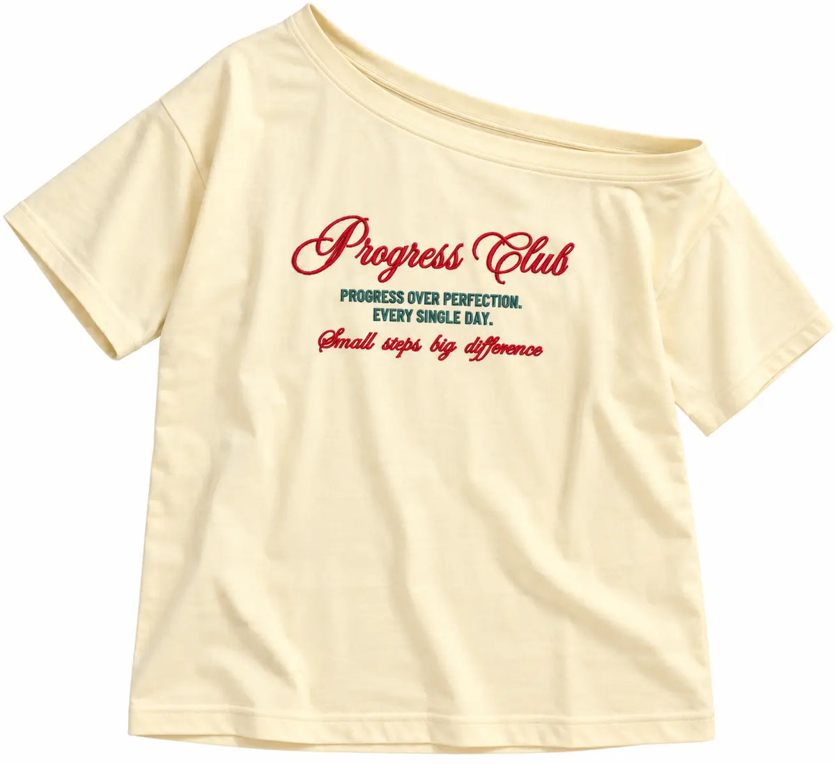 Oversized Boat-neck T-Shirt for woman: Progress Club