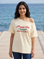 Oversized Boat-neck T-Shirt for woman: Progress Club