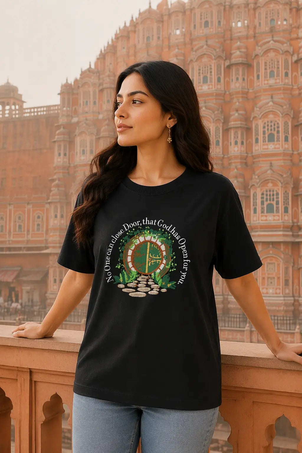 Oversized Unisex T-Shirt: Faith Door