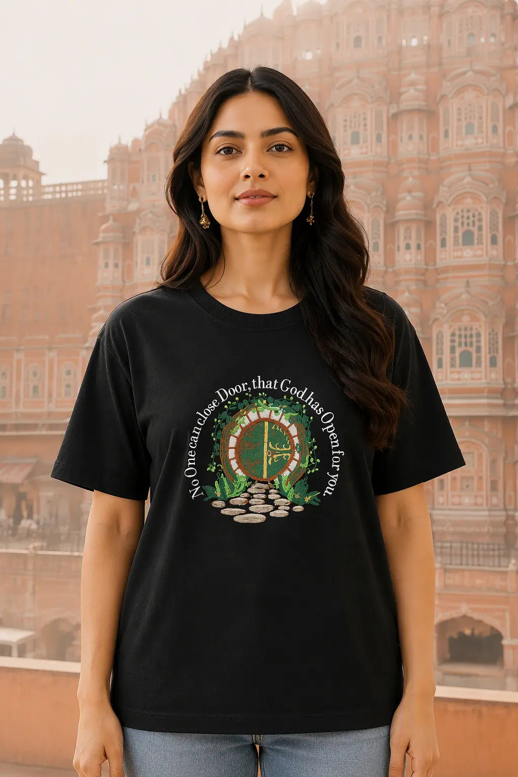 Oversized Unisex T-Shirt: Faith Door