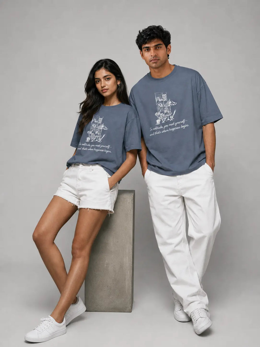 Solitude Café - Happiness Begins - Oversized T-Shirt