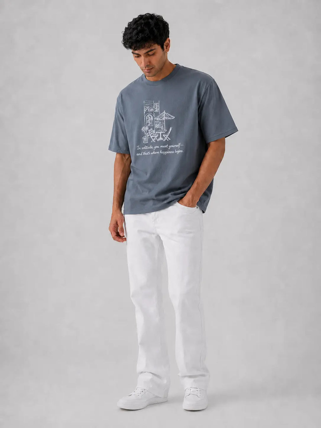 Solitude Café - Happiness Begins - Oversized T-Shirt