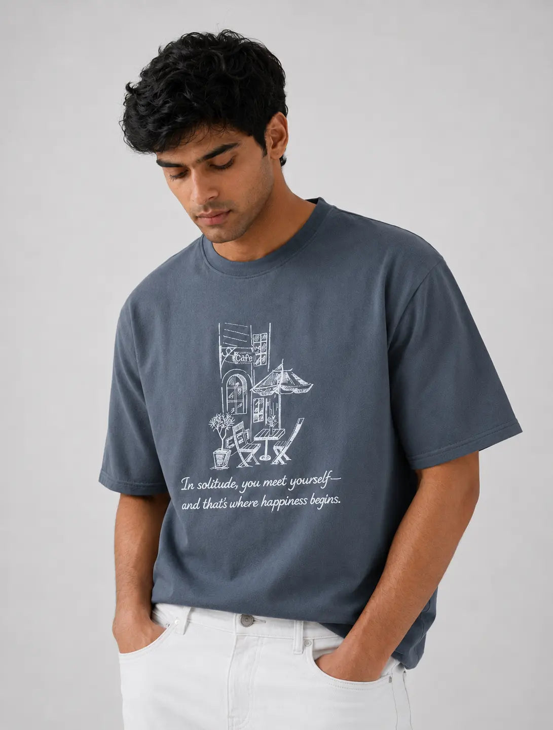 Solitude Café - Happiness Begins - Oversized T-Shirt